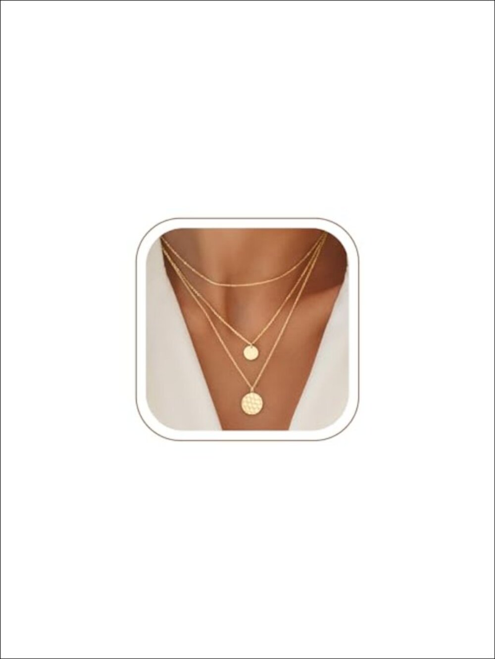 14K Gold Plated 3-Layer Dainty Pendant Choker Necklace Women